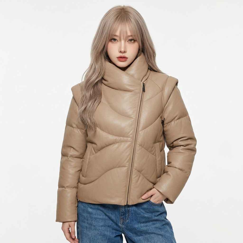 Sculpted Asymmetric Puffer Jacket | Women’s Stylish Premium Jacket