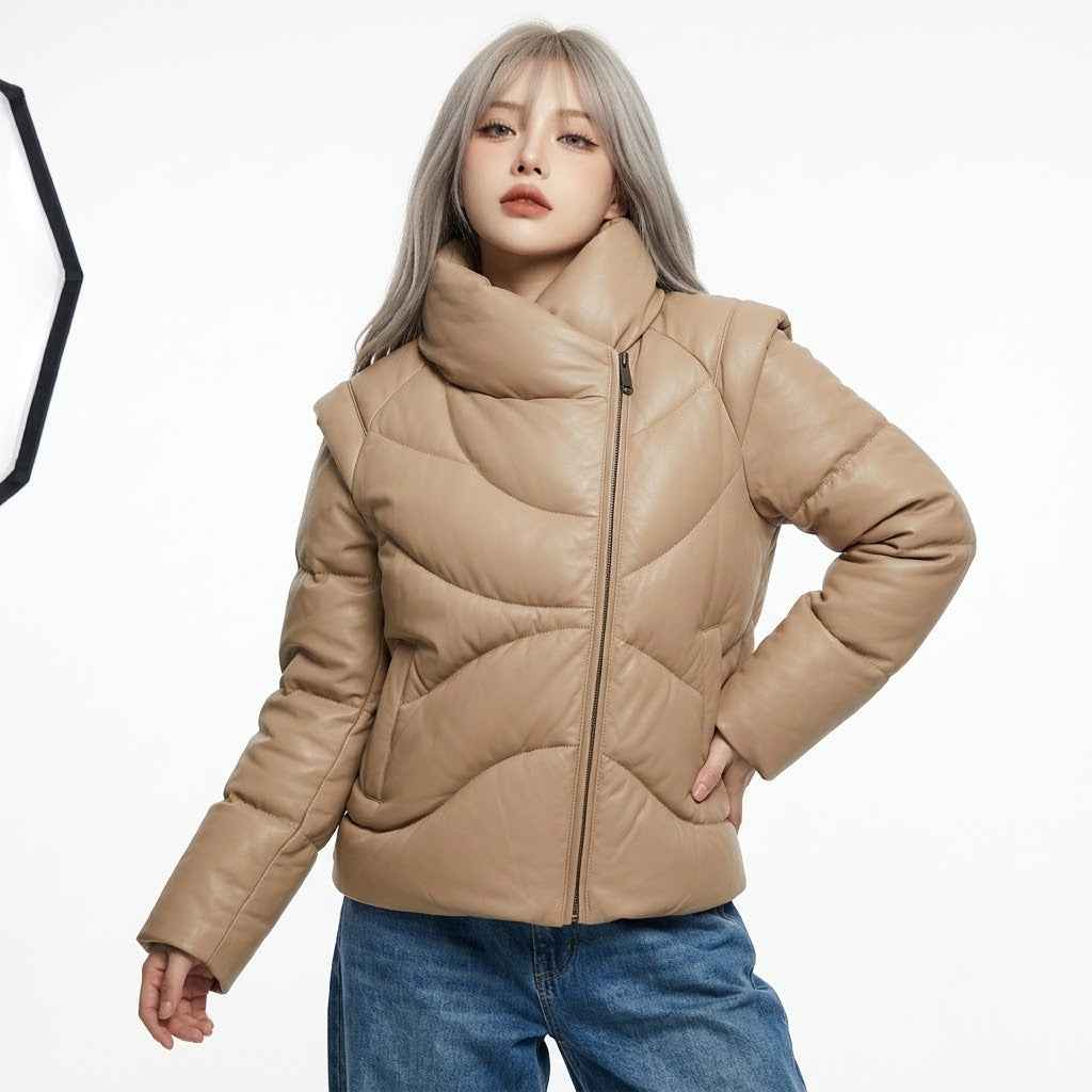 Sculpted Asymmetric Puffer Jacket | Women’s Stylish Premium Jacket