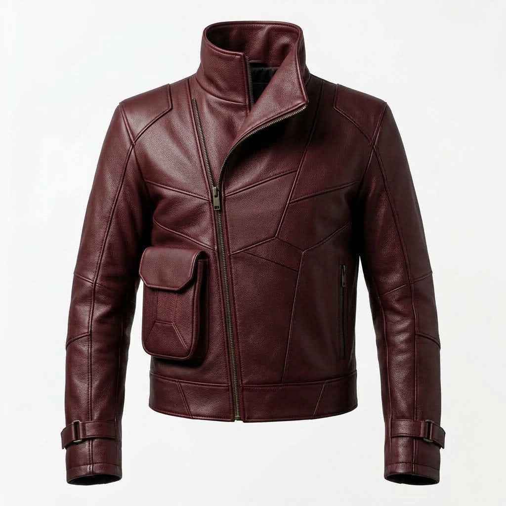 Modern Asymmetrical Zip Leather Jacket for Men