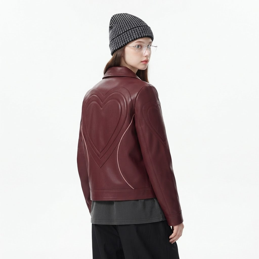 Women’s Valentine’s Day Leather Jacket | Premium Wine Red Leather Jacket