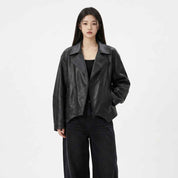 Asymmetric Relaxed Sculpted Leather Jacket | Premium Women’s Leather Jacket