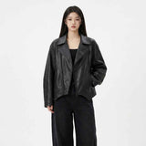Asymmetric Relaxed Sculpted Leather Jacket | Premium Women’s Leather Jacket