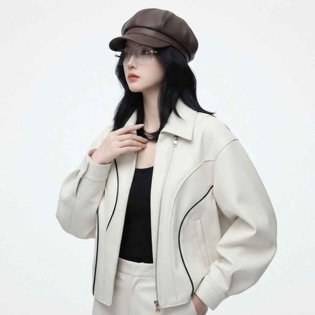 Women’s Sculpted Panel Leather Jacket | Premium Genuine Leather Jacket