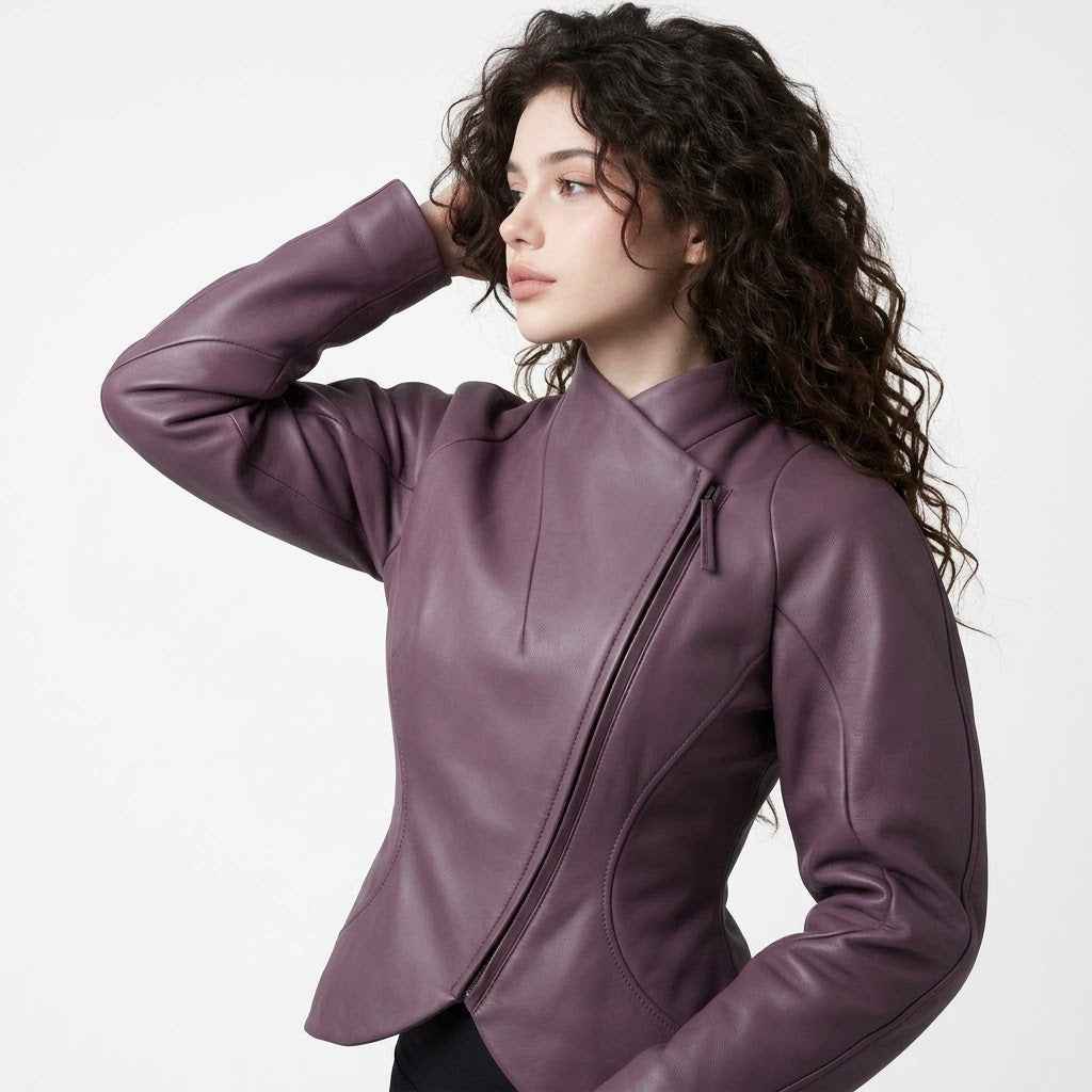Women’s Sculpted Cocoon Leather Jacket | Stylish Premium Leather Jacket