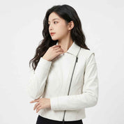 Women’s Sculpted Panel Moto Leather Jacket | Stylish Premium Biker Jacket