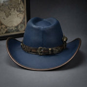 Navy Steampunk Airship Leather Cowboy Hat | BFL