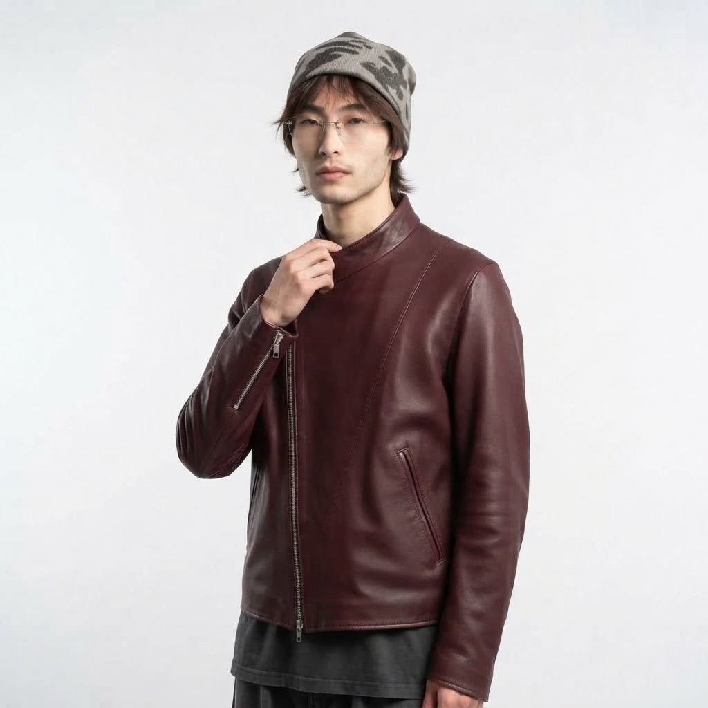Men’s Asymmetric Leather Jacket | Premium Genuine Leather
