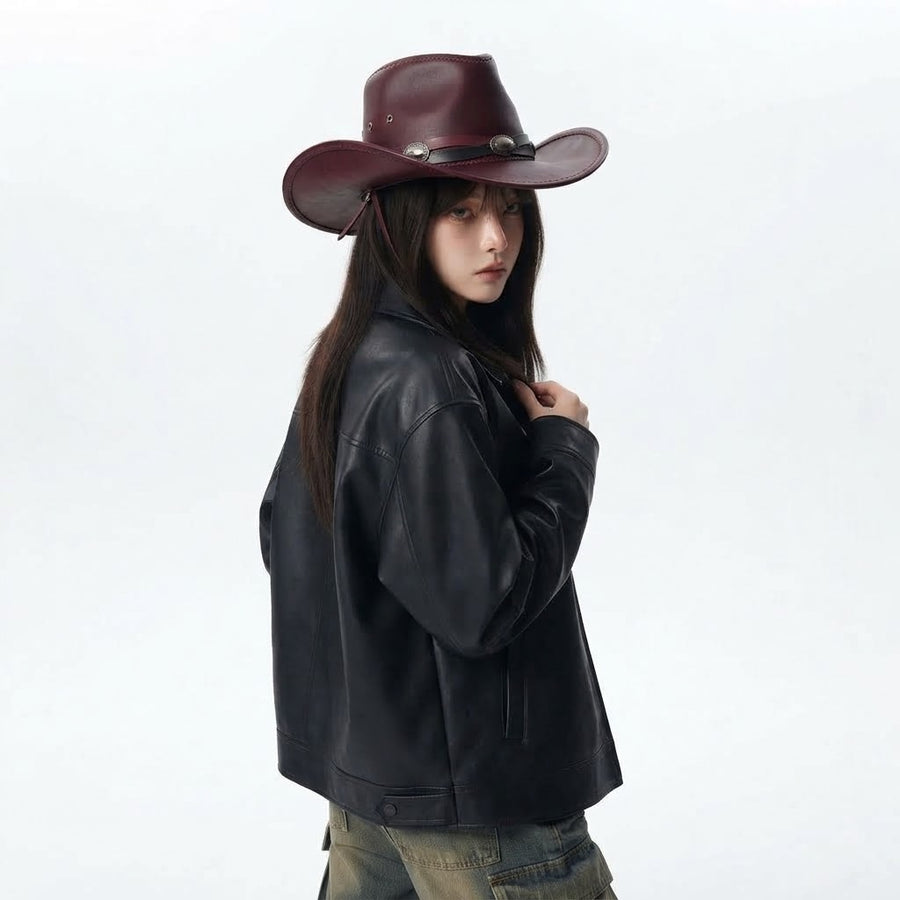 Women’s Brown Y2K Leather Cowboy Hat |  Western Hat