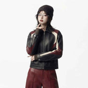 Women’s Game Day Leather Jacket | Premium Sporty Fashion Jacket