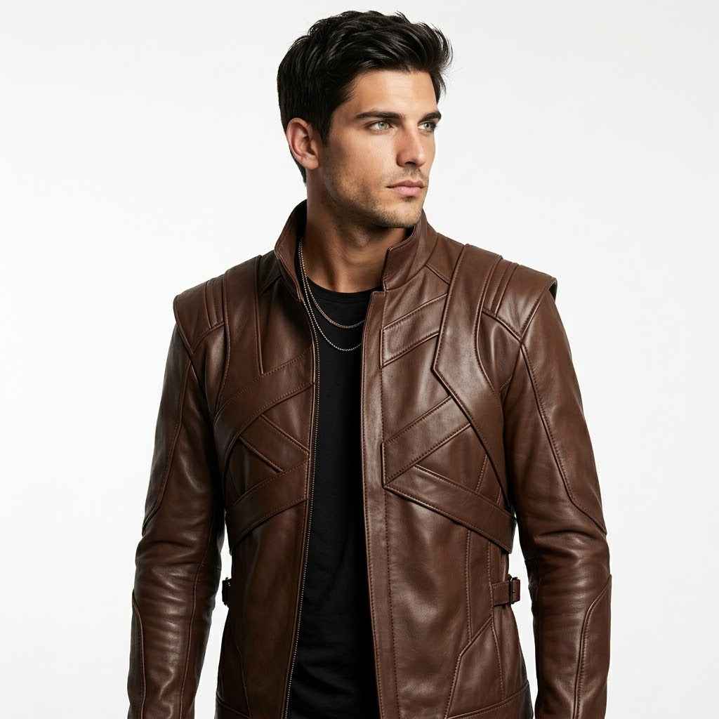 Layered Harness-Panel Leather Jacket | Stylish Premium Biker Jacket