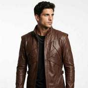 Layered Harness-Panel Leather Jacket | Stylish Premium Biker Jacket