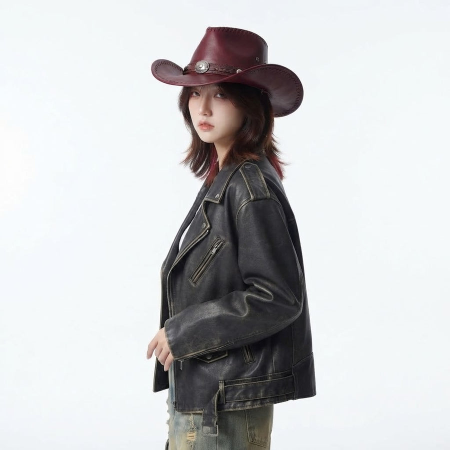 Women’s Y2K Leather Cowboy Hat | Premium Western Fashion Hat