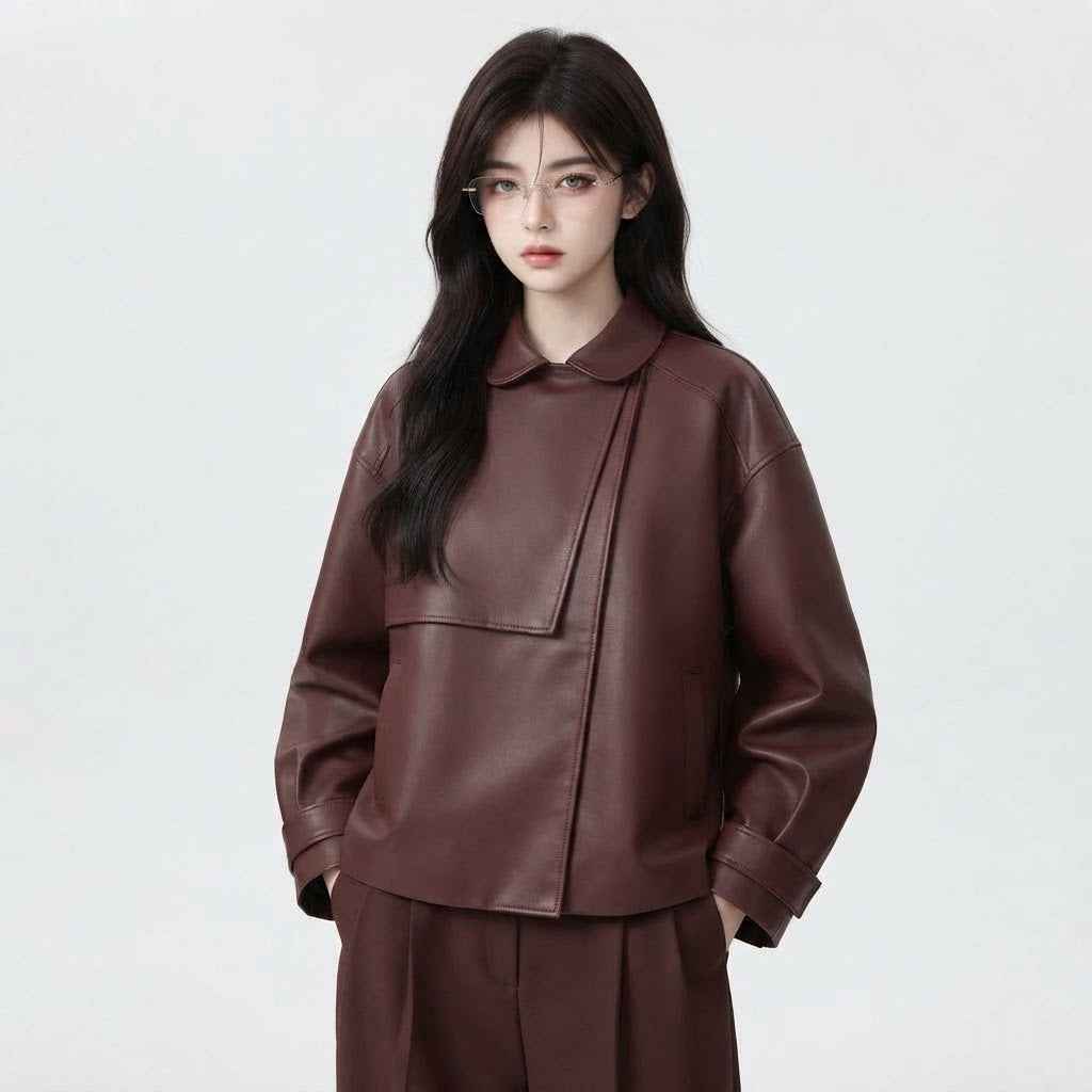 Women’s Oversized Double-Layer Leather Jacket | Premium Leather Jacket