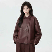 Women’s Oversized Double-Layer Leather Jacket | Premium Leather Jacket