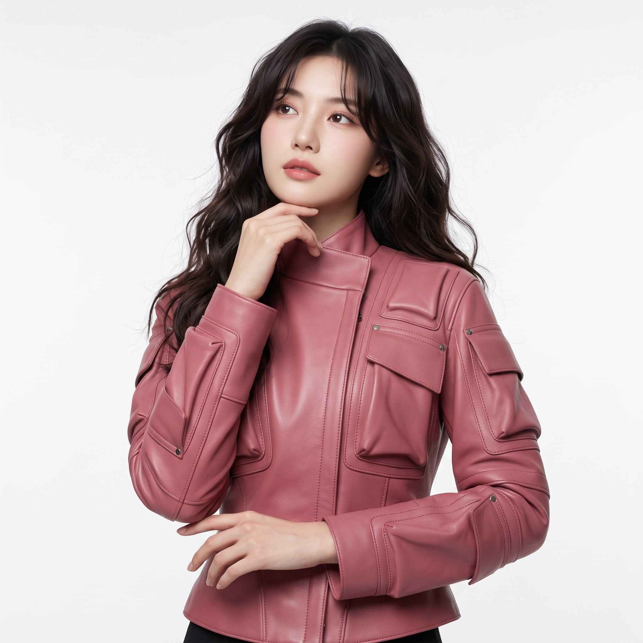 Utility Pocket Panel Leather Jacket | Stylish Premium Biker Jacket