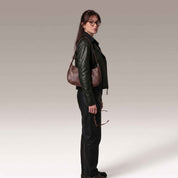 Women’s Moto-Bomber Leather Jacket | Stylish Biker Flight Jacket