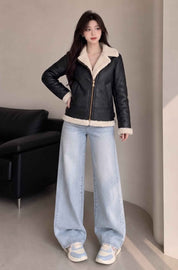 BFL Women’s Alpine Crest Shearling Leather Jacket – Dark Brown