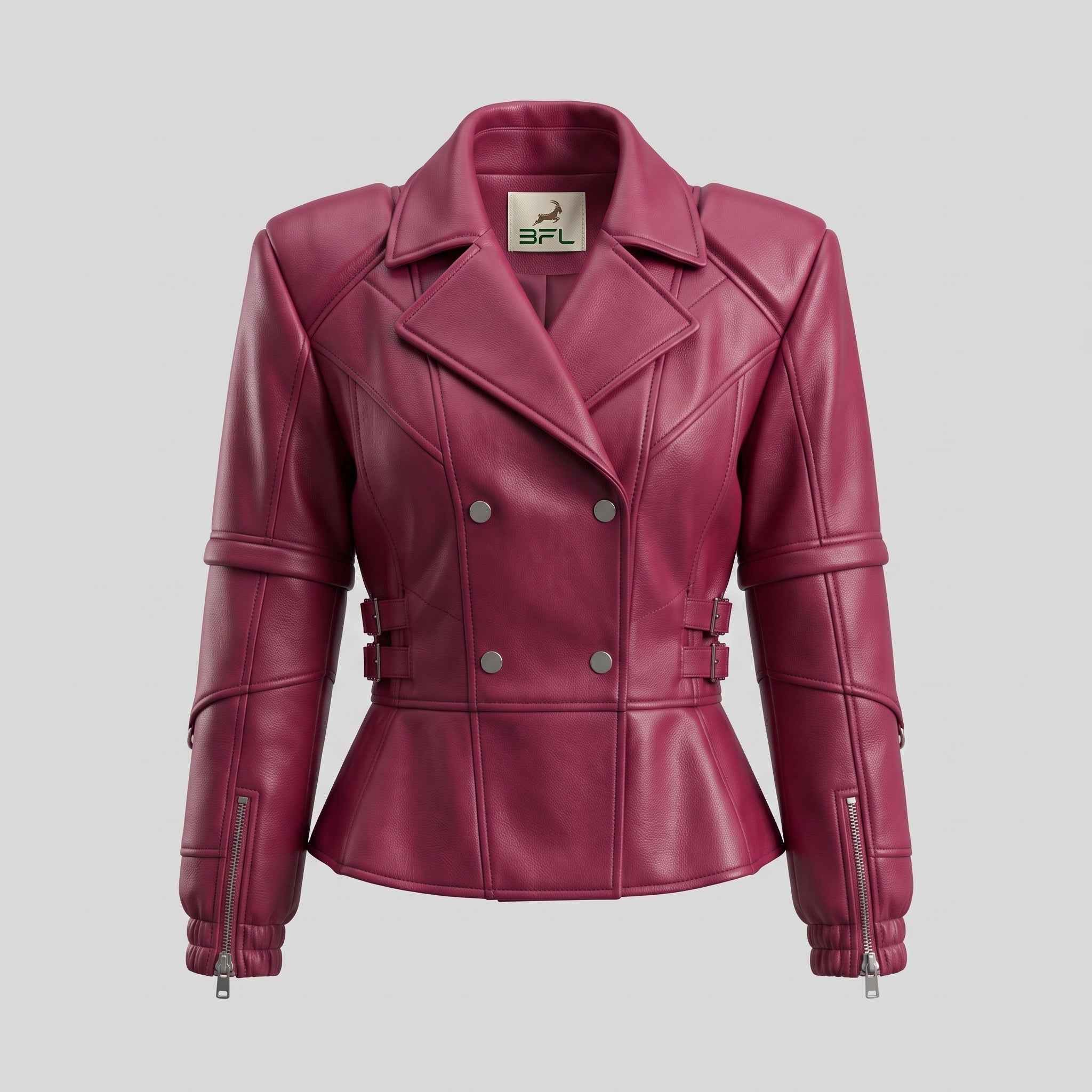 BFL Elegant Sculpted Peplum Jacket – Women’s Premium Leather Jacket