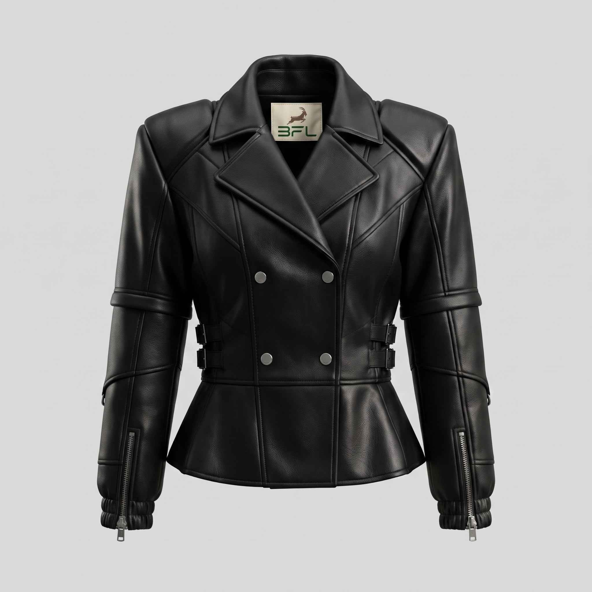 BFL Elegant Sculpted Peplum Jacket – Women’s Premium Leather Jacket