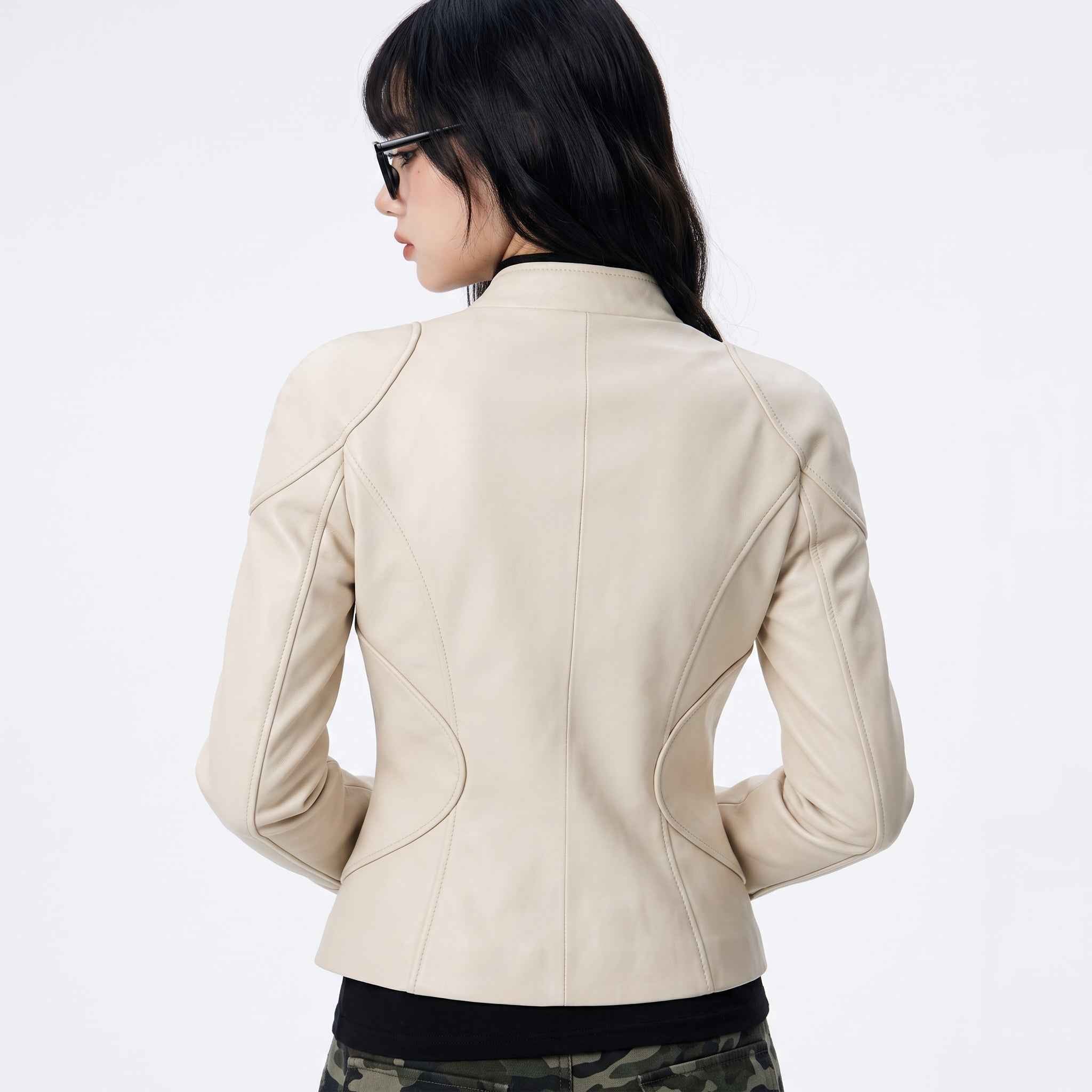 Women’s Sculpted Waist Leather Jacket