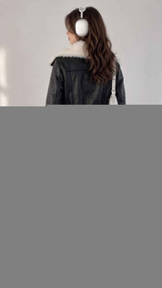 BFL Women’s Sheepskin Leather Fur Collar Jacket – Winter Coat