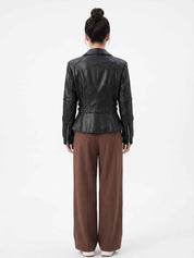 BFL Elegant Sculpted Peplum Jacket – Women’s Premium Leather Jacket