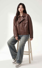 BFL Damen Leder Shacket – Hochwertige Oversized Hemdjacke