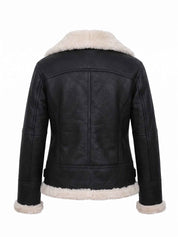 BFL Women’s Alpine Crest Shearling Leather Jacket – Dark Brown