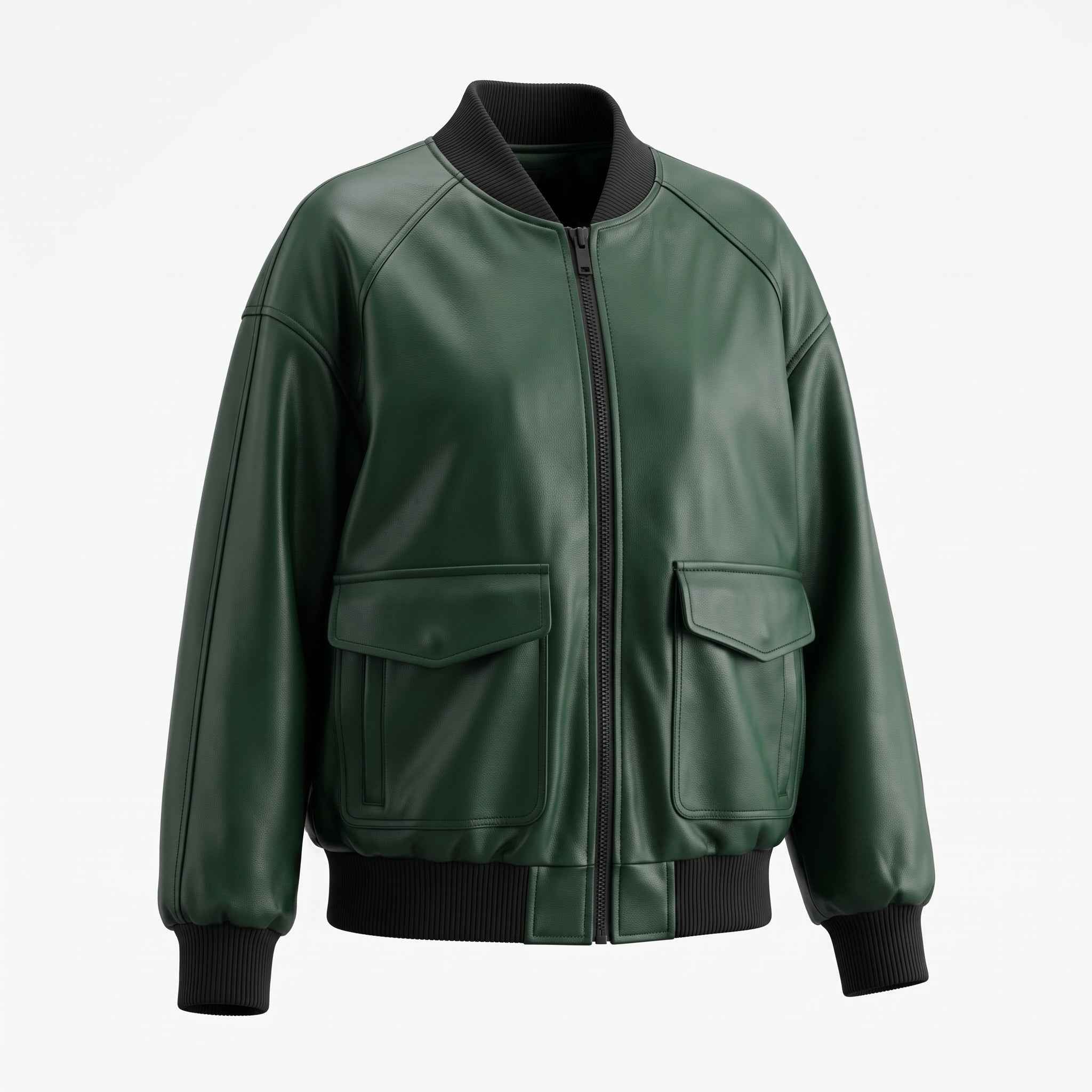 Women’s Leather Bomber Jacket – Stylish Modern Design