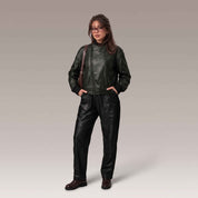 Women’s Moto-Bomber Leather Jacket | Stylish Biker Flight Jacket