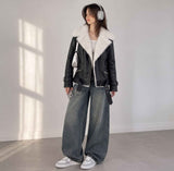 BFL Women’s Sheepskin Leather Fur Collar Jacket – Winter Coat