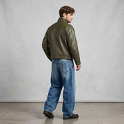 Men’s Utility Panel Leather Jacket | Stylish Premium Biker Jacket