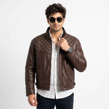 Herren-Lederjacke mit Steppdetails | Stylische Premium Bikerjacke