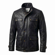 Men’s Leather Utility Field Jacket — Rugged Everyday Style