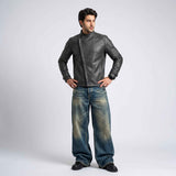 Men’s Split-Front Leather Jacket | Stylish Premium Biker Jacket