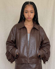 BFL Women’s Dark Brown Leather Jacket