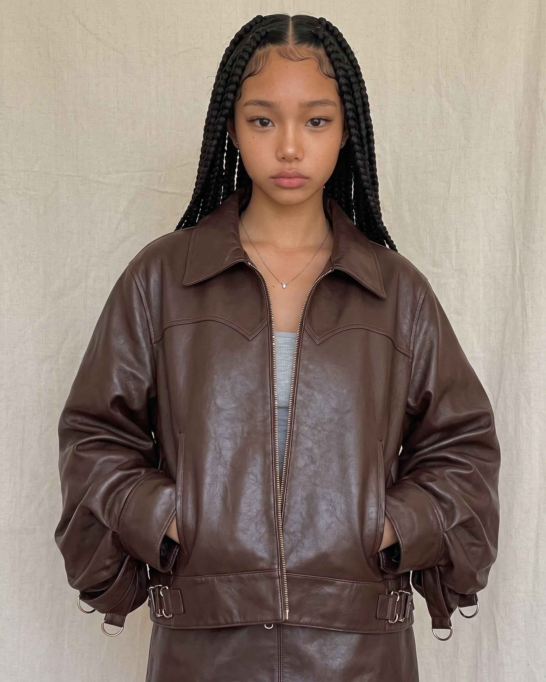 BFL Women’s Dark Brown Leather Jacket