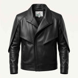 Herren Lederjacke mit Cape-Einsatz – Kühner moderner Stil