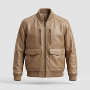 Men’s Leather Bomber Jacket – Modern Utility Style