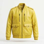 Men’s Leather Bomber Jacket – Modern Utility Style