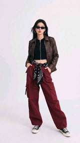 BFL Ardent Damen Vintage Lederjacke in Braun aus echtem Leder