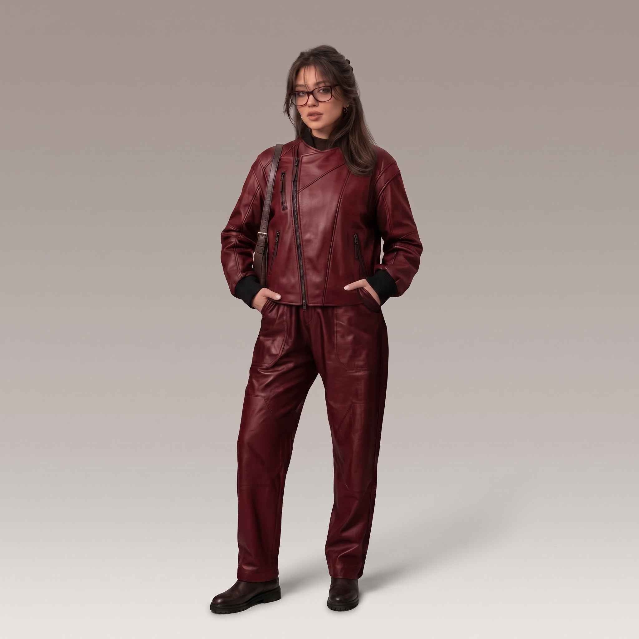 Women’s Moto-Bomber Leather Jacket | Stylish Biker Flight Jacket