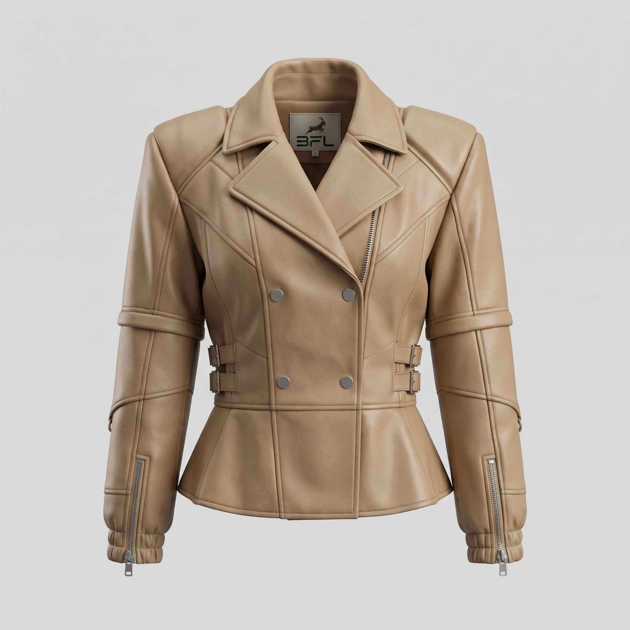 BFL Elegant Sculpted Peplum Jacket – Women’s Premium Leather Jacket
