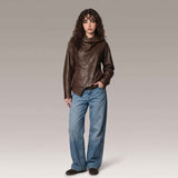 Women’s Draped-Collar Leather Jacket | Stylish Premium Biker Jacket