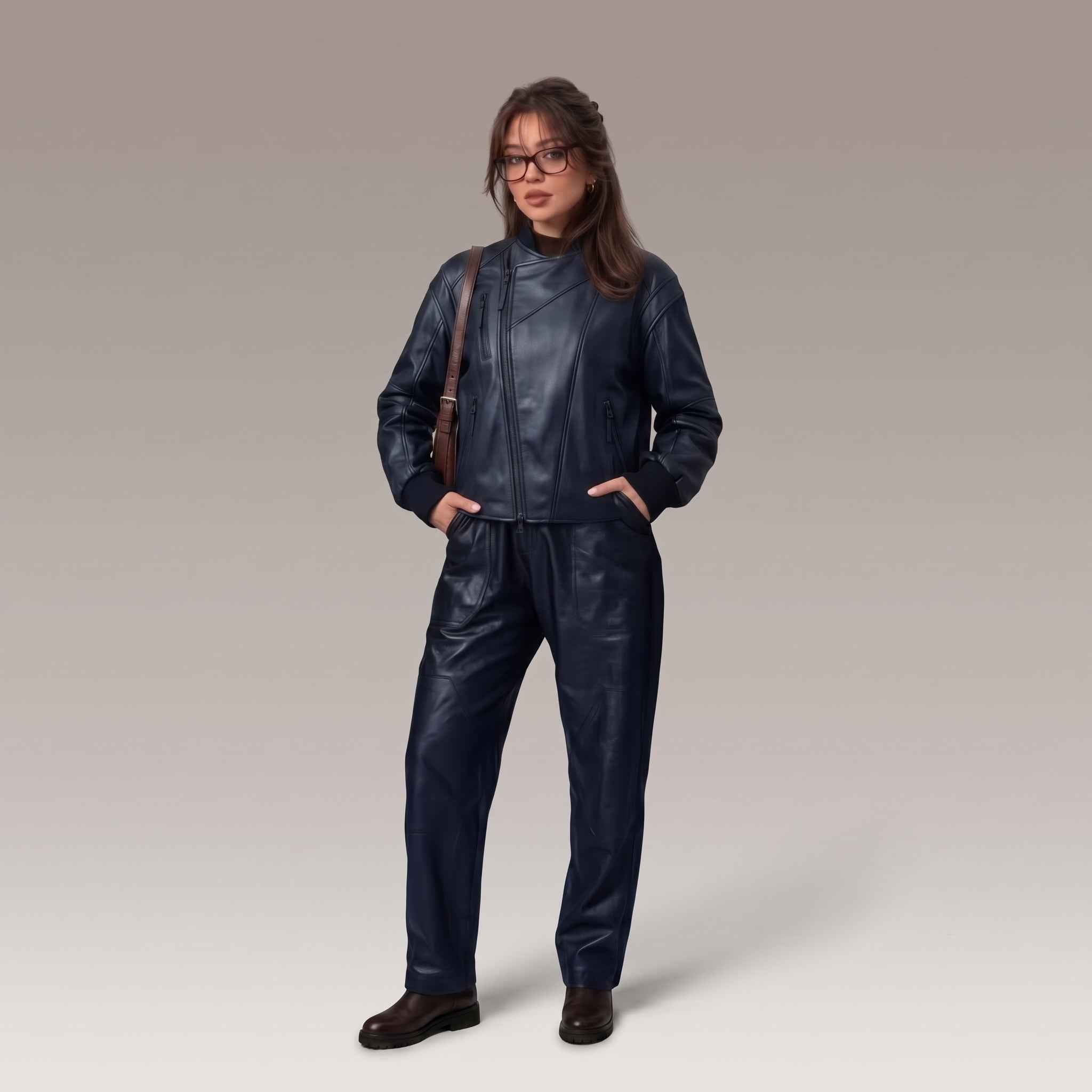 Women’s Moto-Bomber Leather Jacket | Stylish Biker Flight Jacket