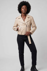 BFL Ardent Women’s Ivory Genuine Leather Jacket – Classic Fit