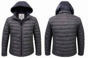 BFL Men’s Lightweight Hooded Quilted Puffer Jacket – Charcoal Black