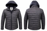 Men's Lightweight Hooded Quilted Puffer Jacket – Charcoal Black