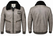 BFL Men’s Vintage Aviator Faux Leather Bomber Jacket – Grey