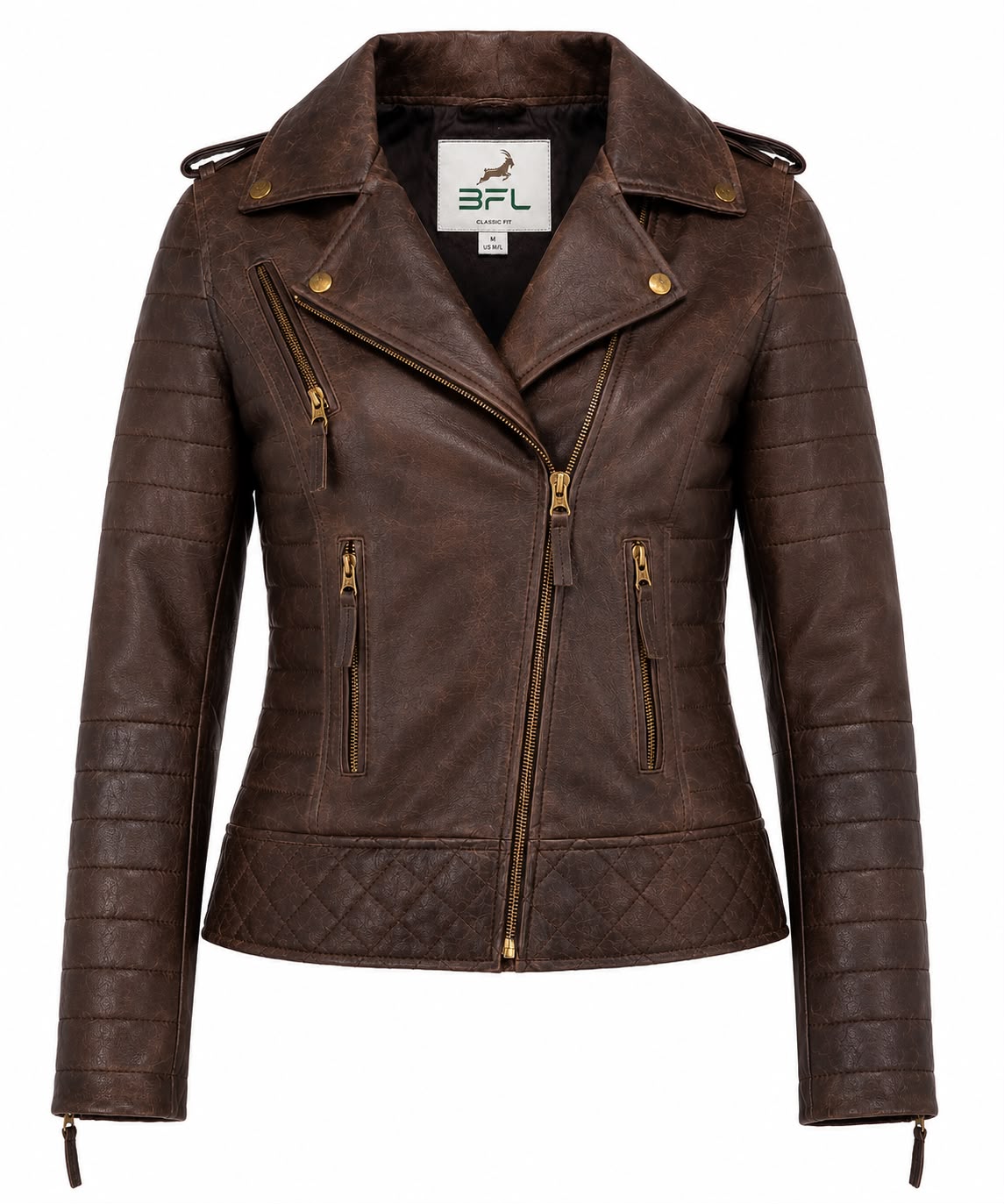 BFL Heritage Women’s Premium Brown Sheep Leather Jacket.